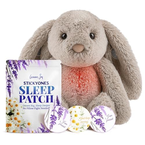 Gemma Joy Sleep Bundle – StickyOnes Melatonin-Free Adult Sleep Patches 30 Count and Cry Activated Heartbeat Bunny Soother with White Noise, Lullabies and Night Light