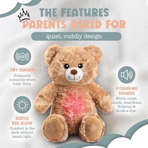 Gemma Joy Sleep Bundle – Cry Activated Heartbeat Teddy Bear Soother and StickyOnes Kids Sleep Patches 30 Count, Sandalwood, Chamomile and Lavender – Melatonin-Free Baby Gift Set