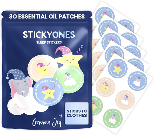 Gemma Joy StickyOnes Sleep Patches for Kids – Melatonin-Free Toddler Sleep Stickers with Lavender, Chamomile and Sandalwood, Peel and Place on Pajamas or Bedding – 30 Pack