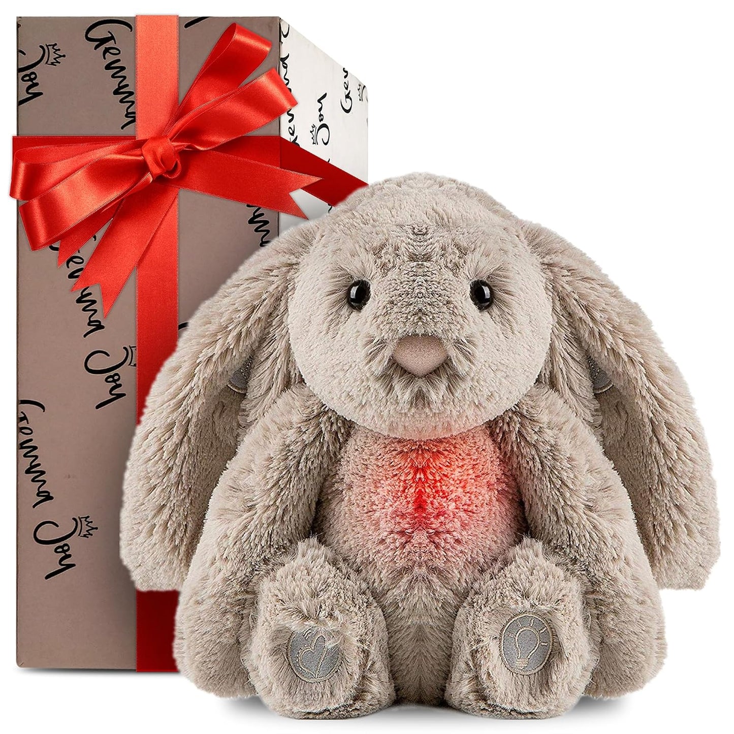 Gemma Joy Baby Sleep Soother Bundle – Cry Activated Heartbeat Bunny (Non-Rechargeable) and Puppy (Rechargeable), 2-Pack Plush Stuffed Animals with White Noise, Lullabies and Night Light for Newborns