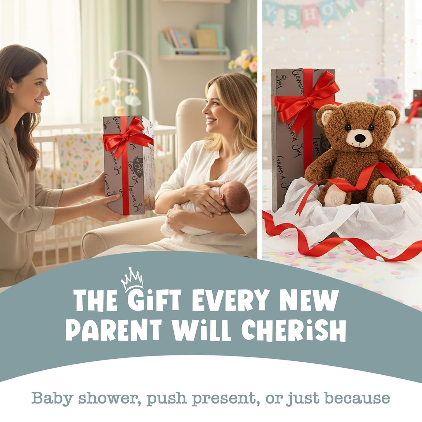 Gemma Joy Baby Sleep Soother Brown Bear for Baby – Cry Activated Heartbeat Stuffed Animal – Rechargeable Crib Soother with White Noise, Shush, Lullabies & Night Light