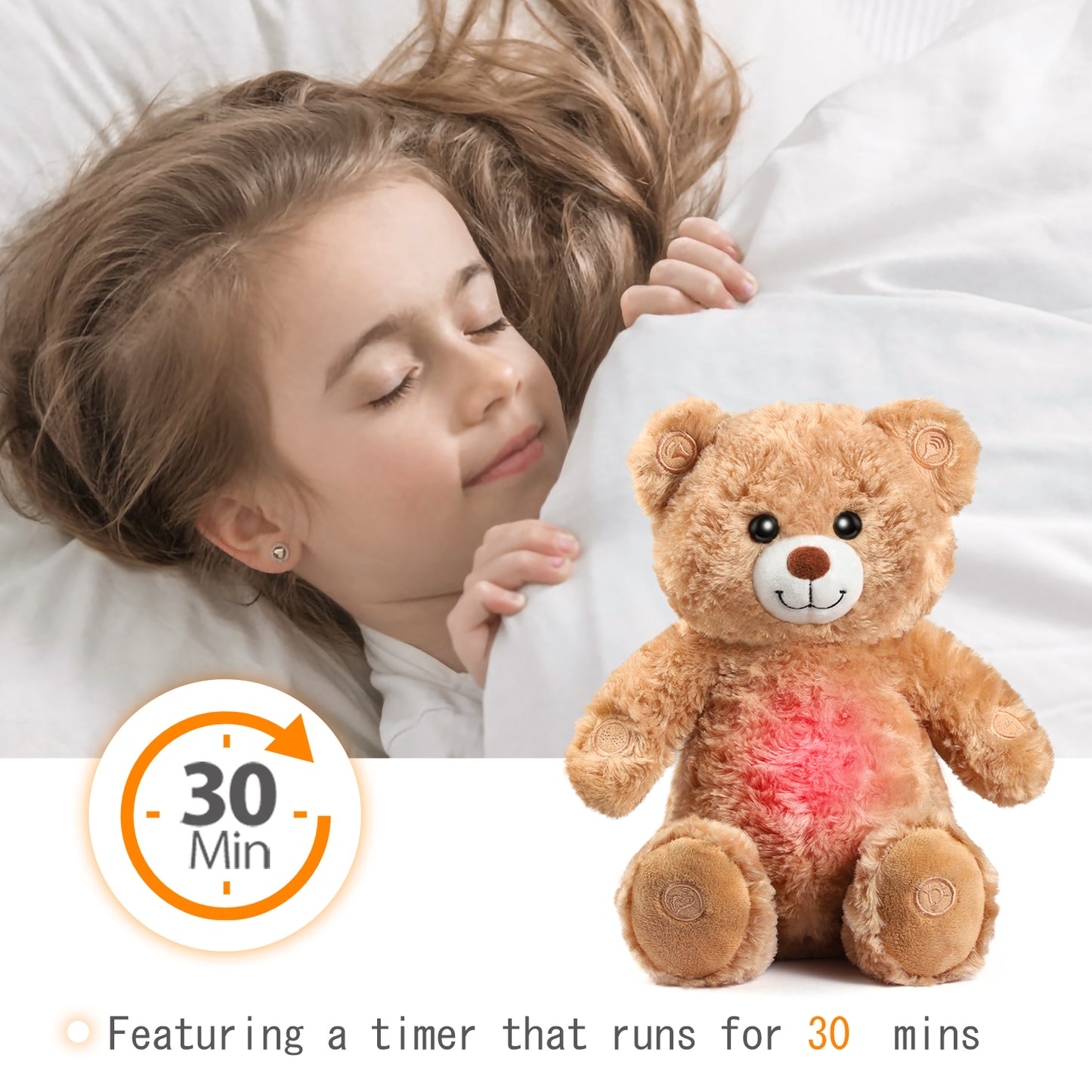 Gemma Joy Bedtime Bear Baby Sleep Soother with Cry Activated Sensor