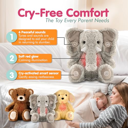 Gemma Joy Baby Sleep Soother Bundle – Cry Activated Heartbeat Bunny and Elephant, 2-Pack Plush Stuffed Animals with White Noise, Lullabies and Night Light, Non-Rechargeable and Rechargeable Visit the Gemma Joy Store