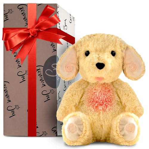 Gemma Joy Baby Sleep Soother Bundle – Cry Activated Heartbeat Bunny (Non-Rechargeable) and Puppy (Rechargeable), 2-Pack Plush Stuffed Animals with White Noise, Lullabies and Night Light for Newborns