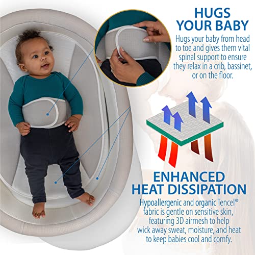 Gemma Joy Bedtime Bunny and Dream Cloud Lounger Bundle – Cry Activated Heartbeat Plush Soother with White Noise and Night Light, Plus XL Organic Tencel Baby Lounger for Crib and Bassinet