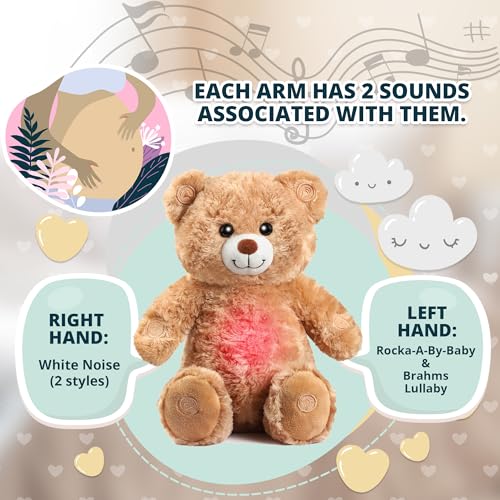 Gemma Joy Baby Sleep Soother Bundle – Cry Activated Heartbeat Bunny and Bear, 2-Pack Plush Stuffed Animals with White Noise, Lullabies and Night Light, Non-Rechargeable