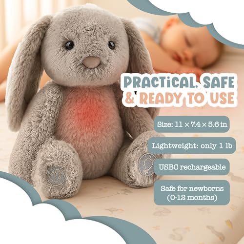 Gemma Joy Sleep Bundle – StickyOnes Melatonin-Free Adult Sleep Patches 30 Count and Cry Activated Heartbeat Bunny Soother with White Noise, Lullabies and Night Light