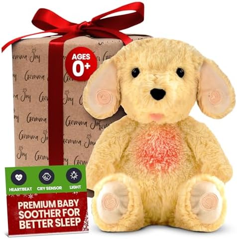 Gemma Joy Sleep Bundle – Cry Activated Heartbeat Puppy Soother and StickyOnes Kids Sleep Patches 30 Count, Melatonin-Free Aromatherapy Stickers – Newborn Baby Gift Set