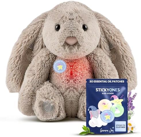 Gemma Joy Sleep Bundle – Cry Activated Heartbeat Bunny Soother and StickyOnes Kids Sleep Patches 30 Count, Melatonin-Free Aromatherapy Stickers – Newborn Baby Gift Set