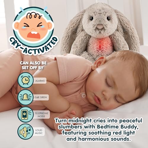 Gemma Joy Baby Sleep Soother Bundle – Cry Activated Heartbeat Bunny (Non-Rechargeable) and Puppy (Rechargeable), 2-Pack Plush Stuffed Animals with White Noise, Lullabies and Night Light for Newborns