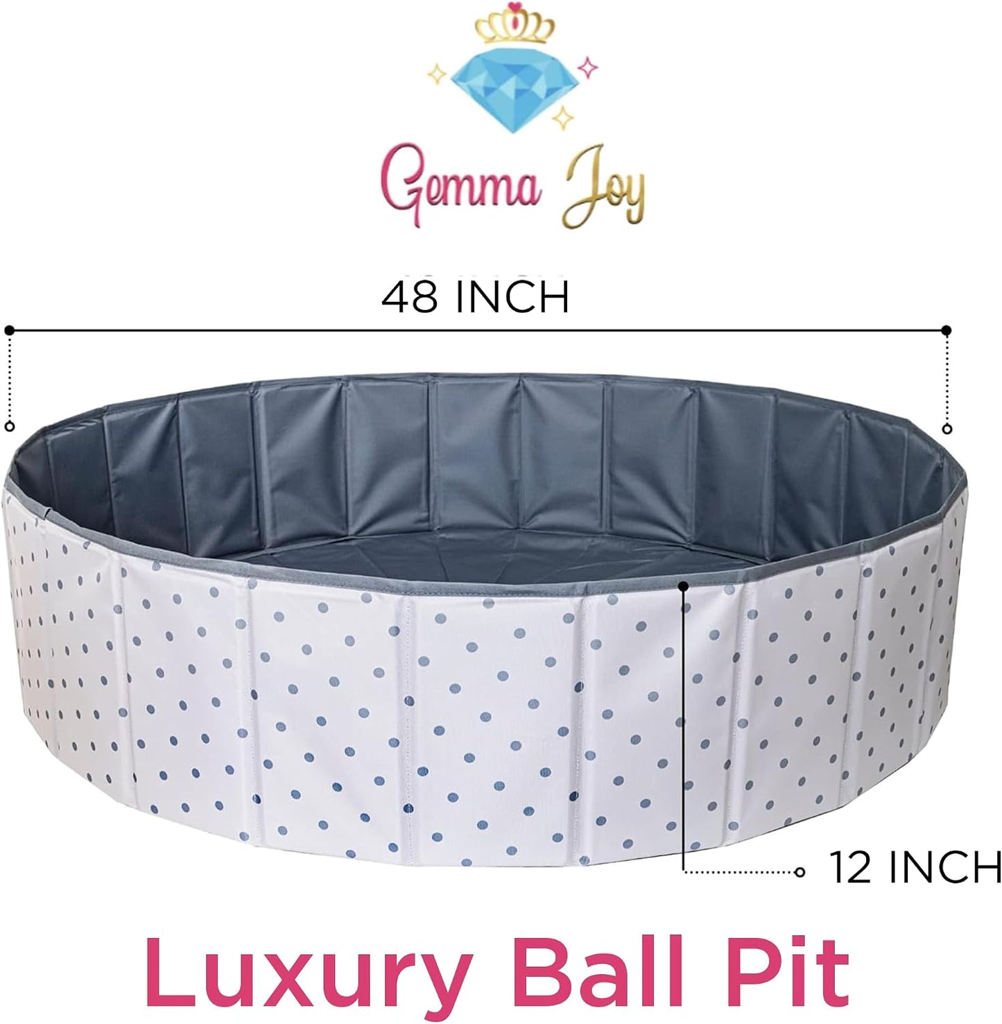 Gemma Joy Foldable Ball Pit Playpen for Toddlers – Soft Pop-Up Indoor and Outdoor Play Pen with Travel Bag, BPA-Free Balls Included, Safe Play Area for Babies and Kids Ages 1 to 3