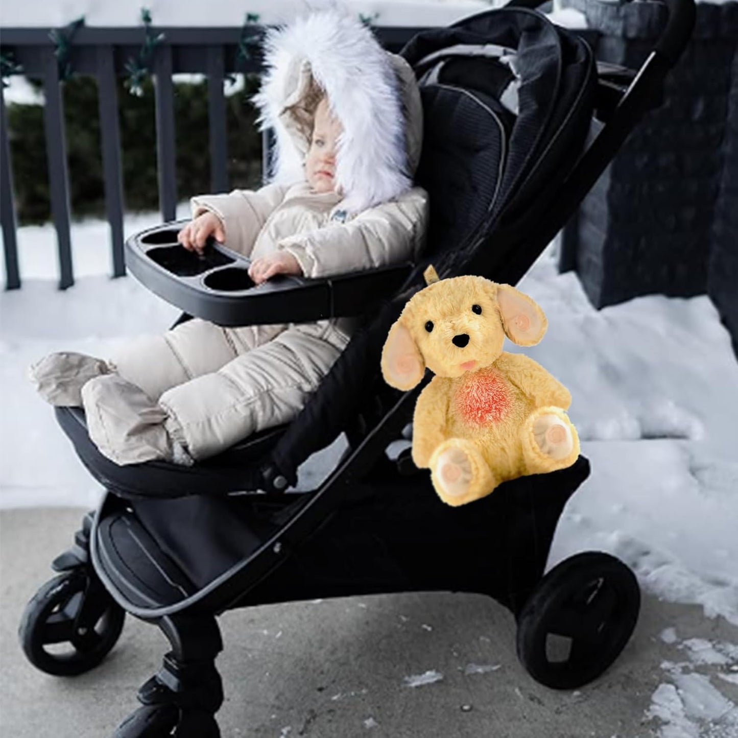 Gemma Joy Baby Sleep Soother Bundle – Cry Activated Heartbeat Elephant (Rechargeable) and Puppy (Rechargeable), 2-Pack Plush Stuffed Animals with White Noise, Lullabies and Night Light for Newborns