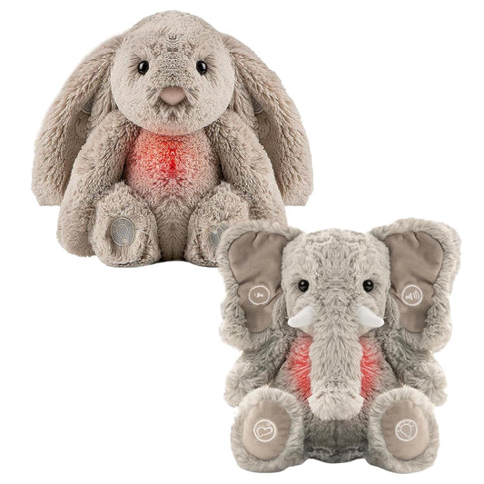 Gemma Joy Baby Sleep Soother Bundle – Cry Activated Heartbeat Bunny and Elephant, 2-Pack Plush Stuffed Animals with White Noise, Lullabies and Night Light, Non-Rechargeable and Rechargeable Visit the Gemma Joy Store