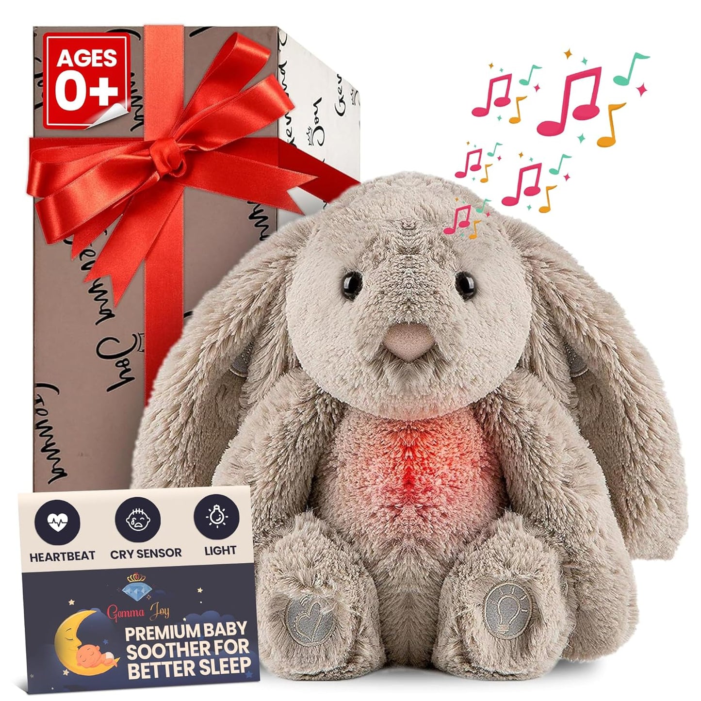 Gemma Joy Baby Sleep Soother Bundle – Cry Activated Heartbeat Bunny and Elephant, 2-Pack Plush Stuffed Animals with White Noise, Lullabies and Night Light, Non-Rechargeable and Rechargeable Visit the Gemma Joy Store