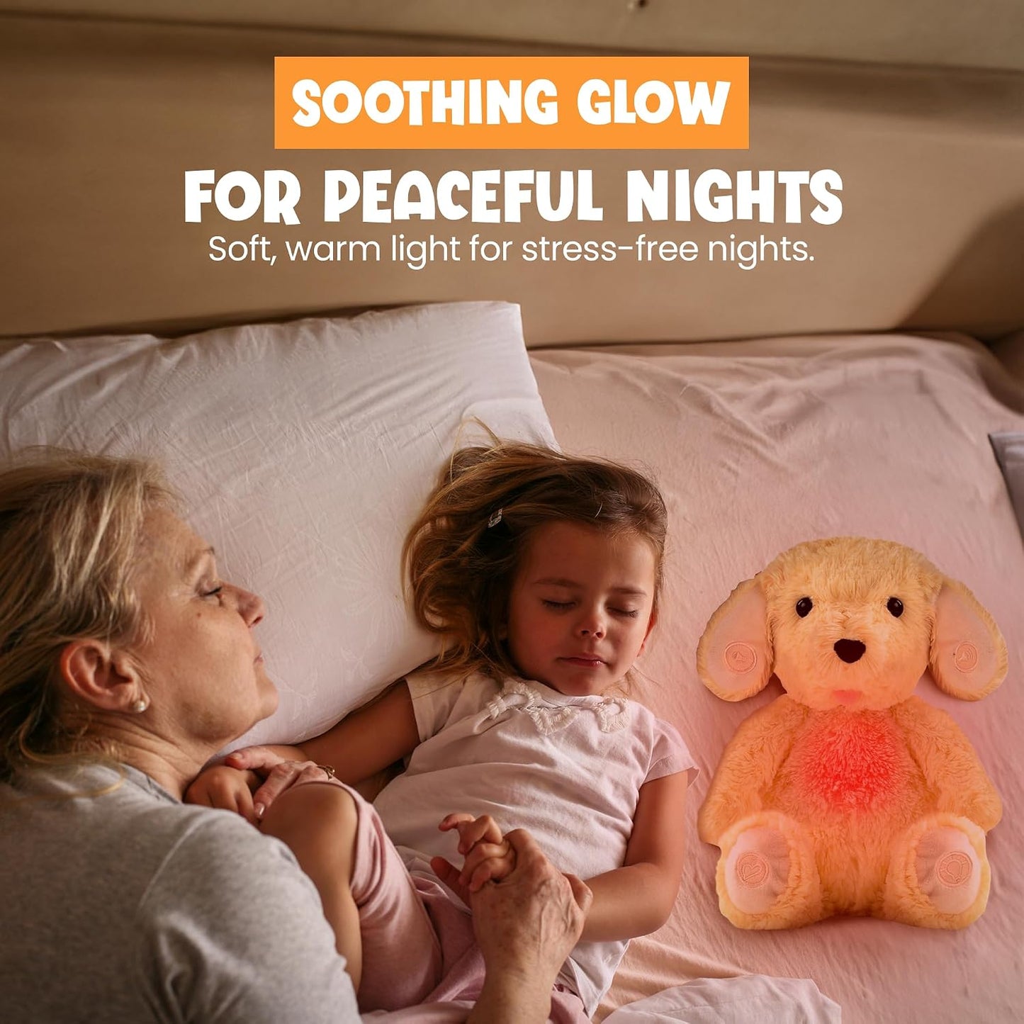 Gemma Joy Sleep Bundle – Cry Activated Heartbeat Puppy Soother and StickyOnes Kids Sleep Patches 30 Count, Melatonin-Free Aromatherapy Stickers – Newborn Baby Gift Set