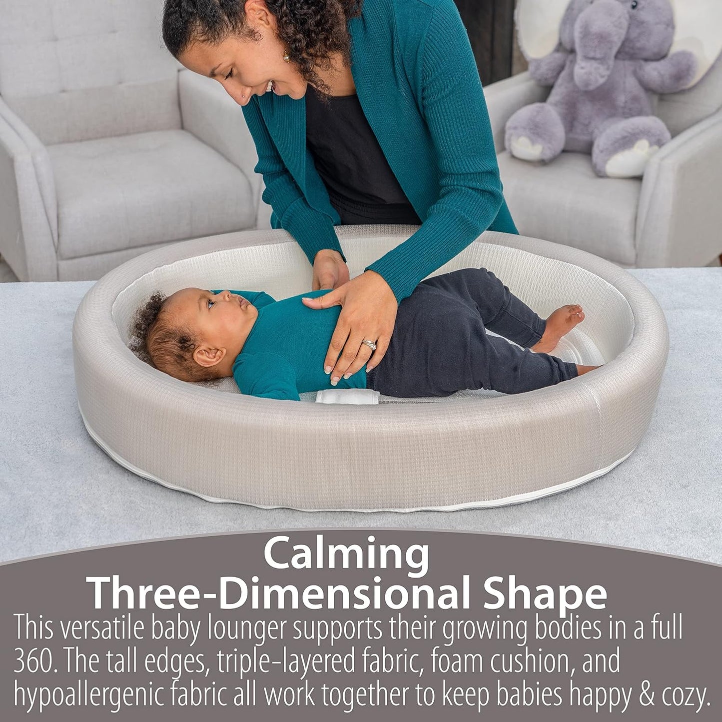 Gemma Joy Bedtime Bunny and Dream Cloud Lounger Bundle – Cry Activated Heartbeat Plush Soother with White Noise and Night Light, Plus XL Organic Tencel Baby Lounger for Crib and Bassinet
