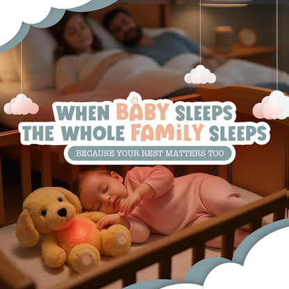 Gemma Joy Baby Sleep Soother Puppy for Baby – Cry Activated Heartbeat Stuffed Animal – Rechargeable Crib Soother with White Noise, Shush, Lullabies & Night Light