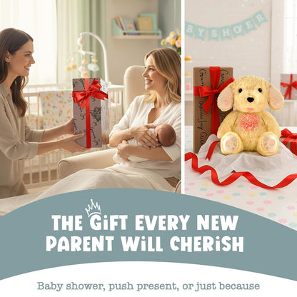 Gemma Joy Baby Sleep Soother Puppy for Baby – Cry Activated Heartbeat Stuffed Animal – Rechargeable Crib Soother with White Noise, Shush, Lullabies & Night Light